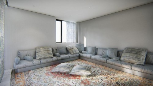 divani angolari su misura ad angolo sfalsato a muro